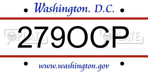 279OCP District Of Columbia License Plate