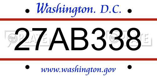 27AB338 District Of Columbia License Plate