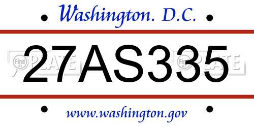 27AS335 District Of Columbia License Plate