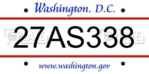 27AS338 District Of Columbia License Plate