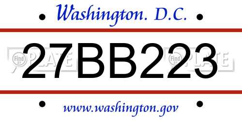 27BB223 District Of Columbia License Plate