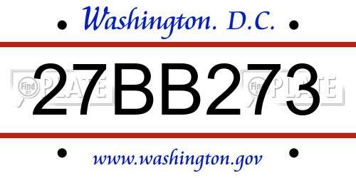 27BB273 District Of Columbia License Plate