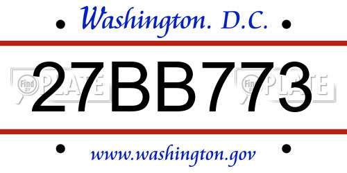 27BB773 District Of Columbia License Plate