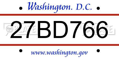 27BD766 District Of Columbia License Plate