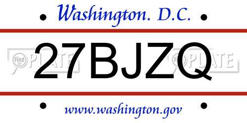 27BJZQ District Of Columbia License Plate