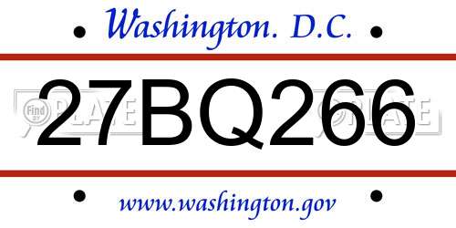 27BQ266 District Of Columbia License Plate