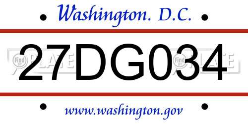 27DG034 District Of Columbia License Plate