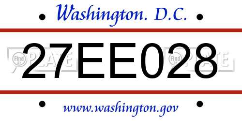 27EE028 District Of Columbia License Plate