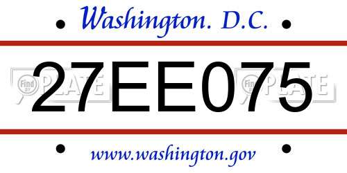 27EE075 District Of Columbia License Plate