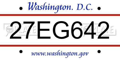 27EG642 District Of Columbia License Plate
