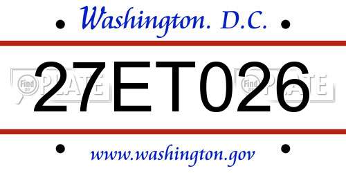 27ET026 District Of Columbia License Plate