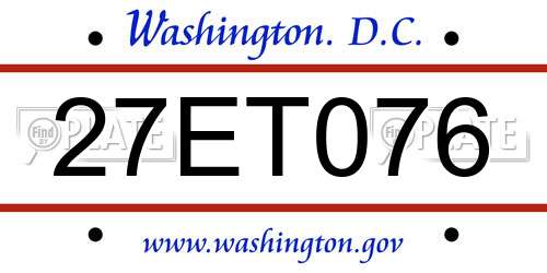 27ET076 District Of Columbia License Plate