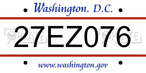 27EZ076 District Of Columbia License Plate