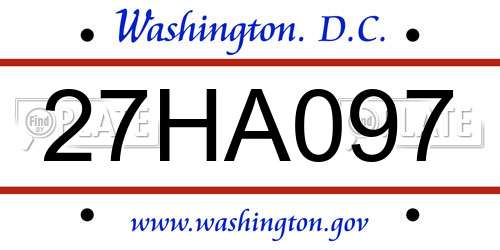 27HA097 District Of Columbia License Plate