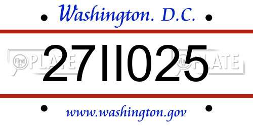 27II025 District Of Columbia License Plate