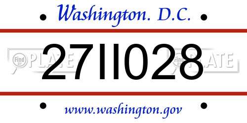 27II028 District Of Columbia License Plate