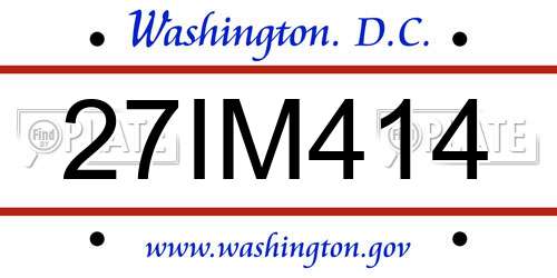 27IM414 District Of Columbia License Plate