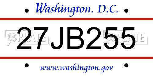 27JB255 District Of Columbia License Plate