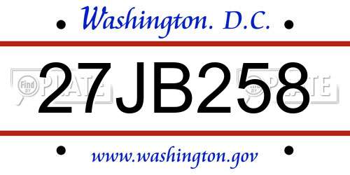 27JB258 District Of Columbia License Plate