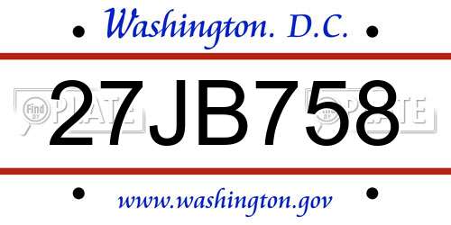 27JB758 District Of Columbia License Plate