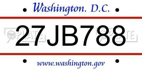 27JB788 District Of Columbia License Plate