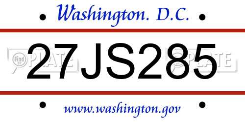27JS285 District Of Columbia License Plate
