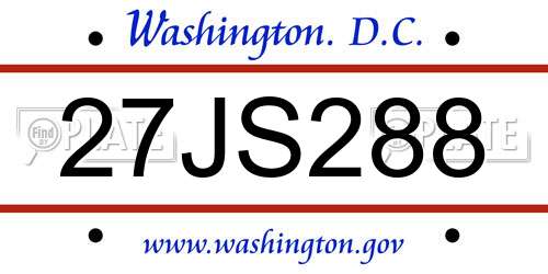 27JS288 District Of Columbia License Plate