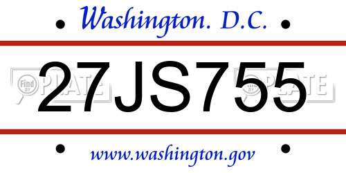 27JS755 District Of Columbia License Plate