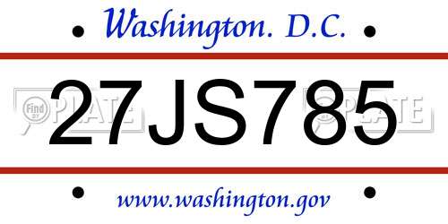 27JS785 District Of Columbia License Plate
