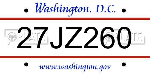 27JZ260 District Of Columbia License Plate