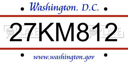 27KM812 District Of Columbia License Plate