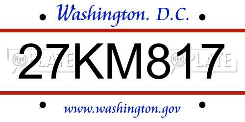 27KM817 District Of Columbia License Plate