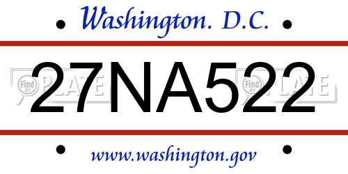 27NA522 District Of Columbia License Plate