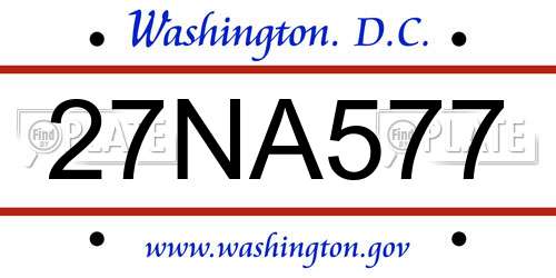 27NA577 District Of Columbia License Plate