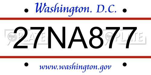 27NA877 District Of Columbia License Plate