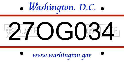 27OG034 District Of Columbia License Plate