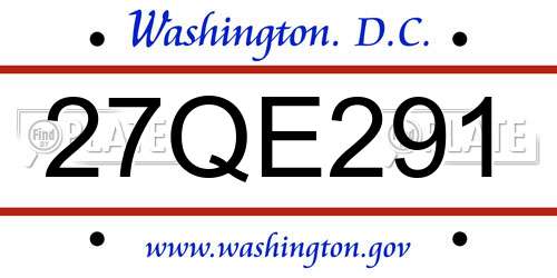 27QE291 District Of Columbia License Plate