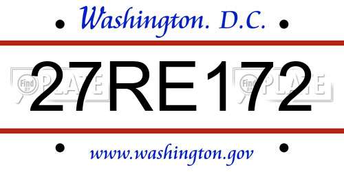27RE172 District Of Columbia License Plate