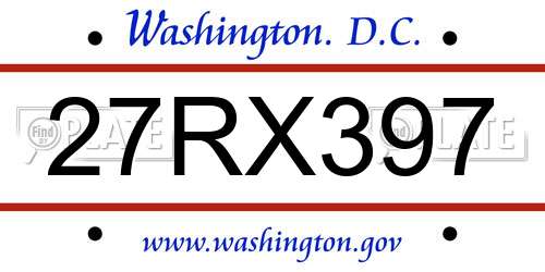 27RX397 District Of Columbia License Plate