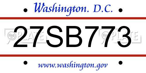 27SB773 District Of Columbia License Plate
