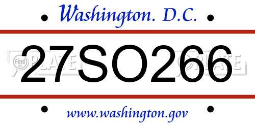 27SO266 District Of Columbia License Plate