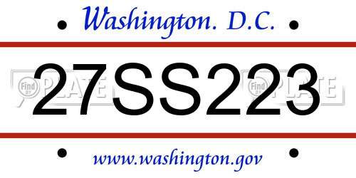 27SS223 District Of Columbia License Plate