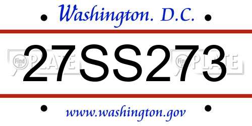 27SS273 District Of Columbia License Plate