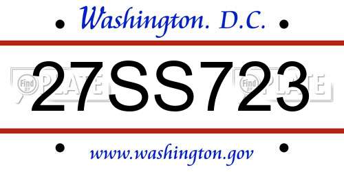 27SS723 District Of Columbia License Plate
