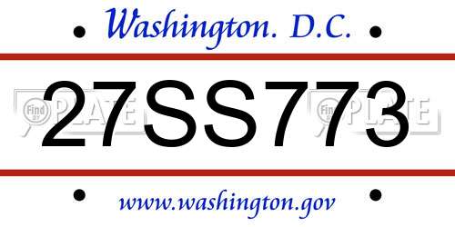 27SS773 District Of Columbia License Plate