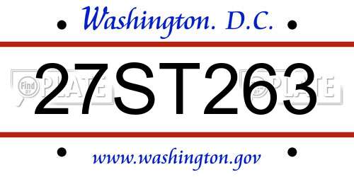 27ST263 District Of Columbia License Plate