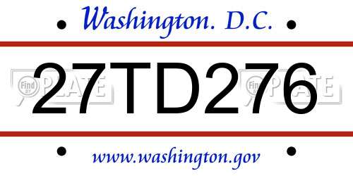 27TD276 District Of Columbia License Plate