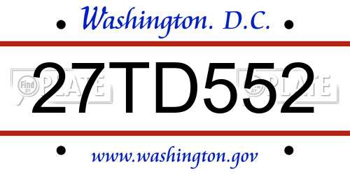 27TD552 District Of Columbia License Plate
