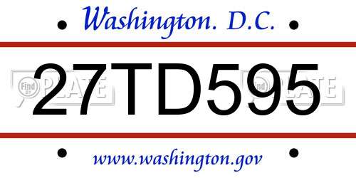 27TD595 District Of Columbia License Plate