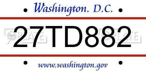 27TD882 District Of Columbia License Plate
